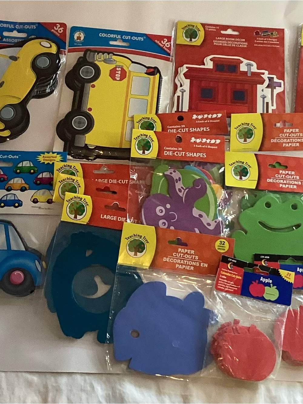 Assorted Kids Foam & Paper Cut-Outs - Purple, Green, Blue, Yellow